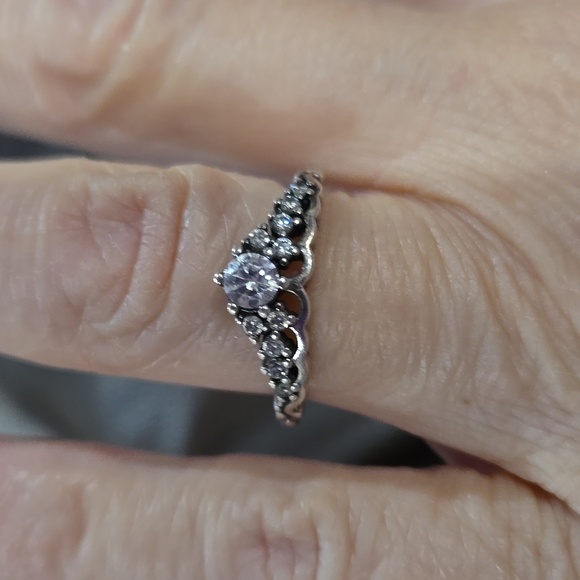 Pandora Authentic Pandora Sterling Silver Fairytale Tiara Wishbone Ring CZ SZ 6 - Picture 4 of 10